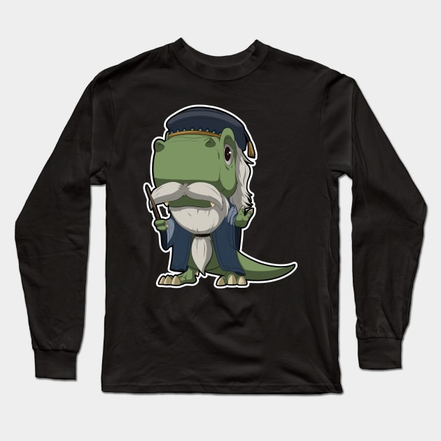 Old Dino wizard Long Sleeve T-Shirt by DinoTropolis